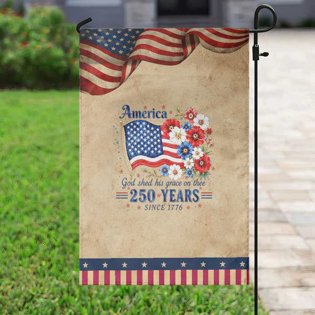 USA 250th Anniversary Flag Floral Graphic Patriotic Garden Flag 250 Years America Patriot 4th of July Patriotism Gift