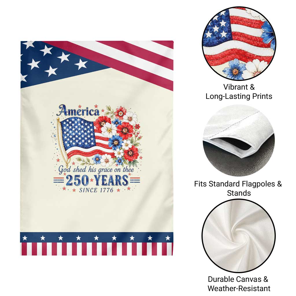 USA 250th Anniversary Flag Floral Graphic Patriotic Garden Flag 250 Years America Patriot 4th of July Patriotism Gift