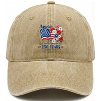 USA 250th Anniversary Flag Floral Graphic Washed Cotton Baseball Cap 250 Years America Patriot 4th of July Patriotism Gift