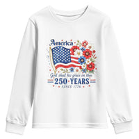 USA 250th Anniversary Flag Floral Graphic Youth Sweatshirt 250 Years America Patriot 4th of July Patriotism Gift