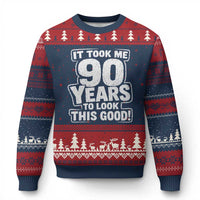 Funny 90th Birthday Ugly Christmas Sweater It Took Me 90 Years To Look This Good Vintage Retro