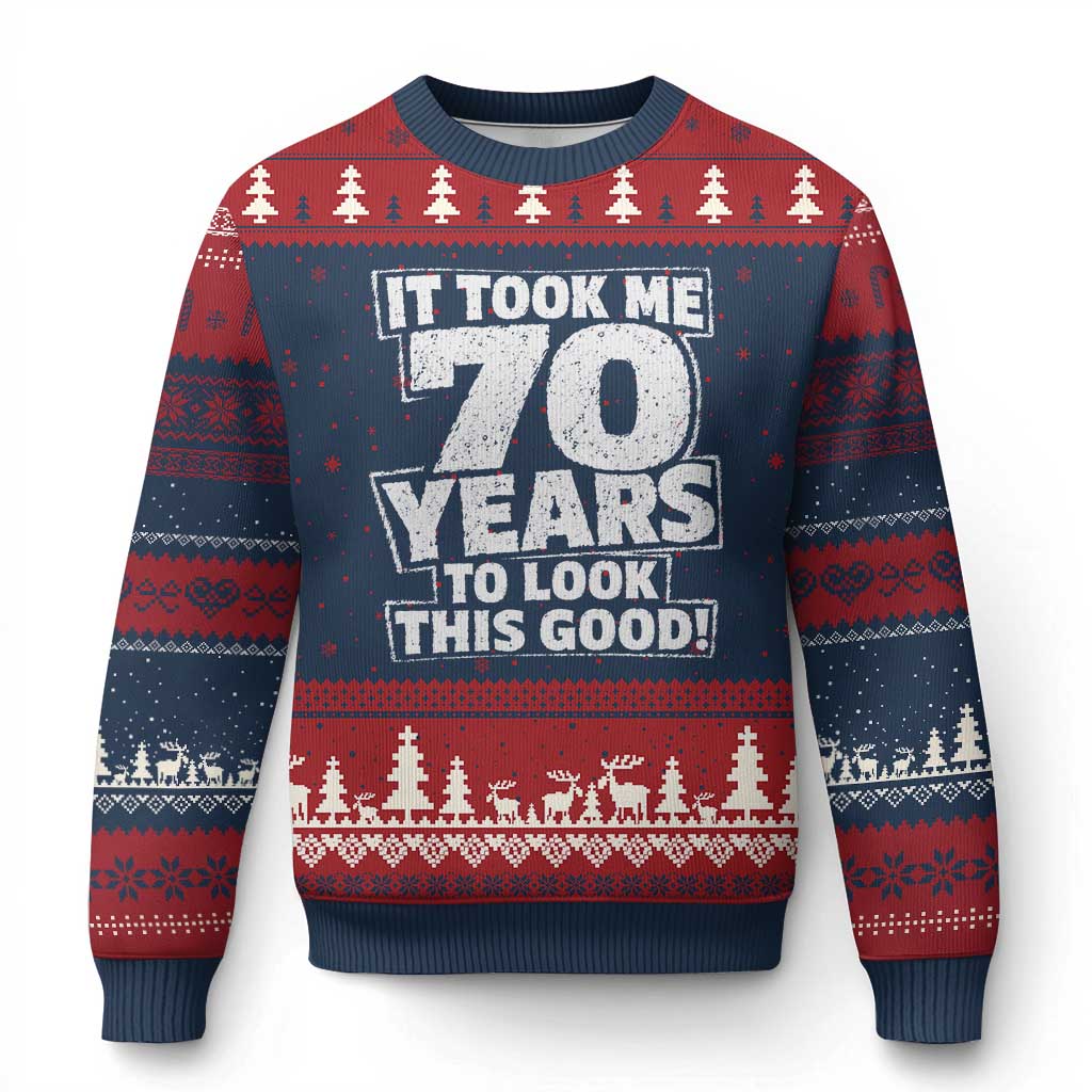 Funny 70th Birthday Ugly Christmas Sweater It Took Me 70 Years To Look This Good Vintage Retro