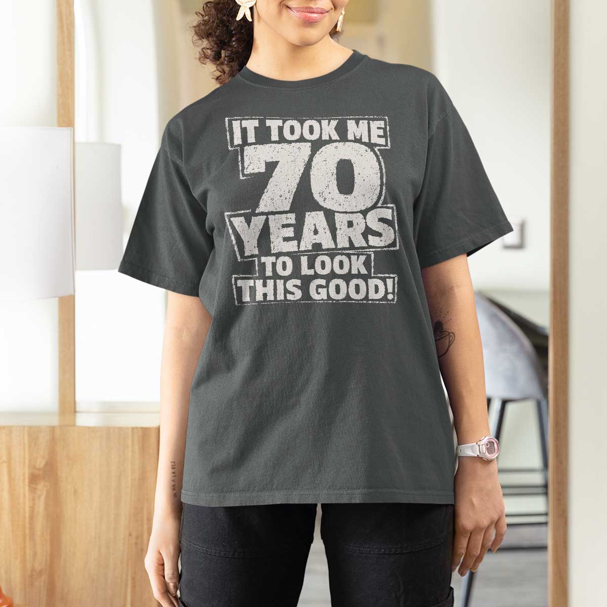 Funny 70th Birthday T Shirt For Women It Took Me 70 Years To Look This Good Vintage Retro