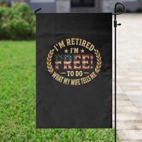 Retirement Gift for Husband Garden Flag Retired Im Free To Do What My Wife Tells Me Retro US Flag