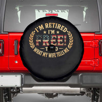 Retirement Gift for Husband Spare Tire Cover Retired Im Free To Do What My Wife Tells Me Retro US Flag