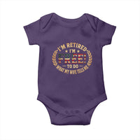 Retirement Gift for Husband Baby Onesie Retired Im Free To Do What My Wife Tells Me Retro US Flag