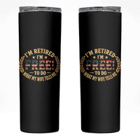 Retirement Gift for Husband Skinny Tumbler Retired Im Free To Do What My Wife Tells Me Retro US Flag