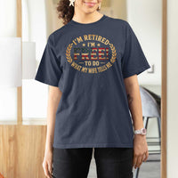 Retirement Gift for Husband T Shirt For Women Retired Im Free To Do What My Wife Tells Me Retro US Flag
