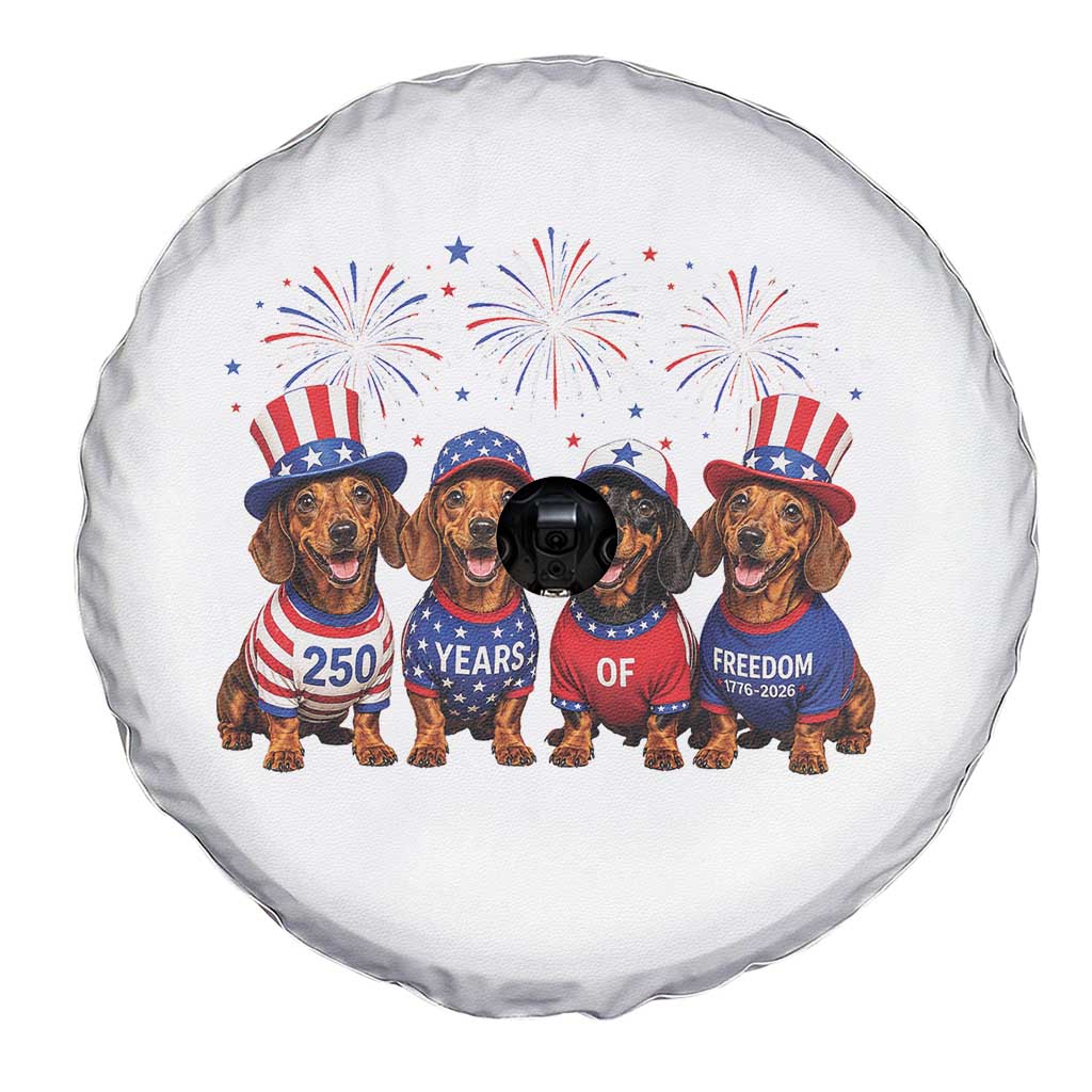 Vintage Patriotic Dachshund 250 Anniversary USA Spare Tire Cover Freedom 250 Years Weiner Dog Lovers Dad Mom