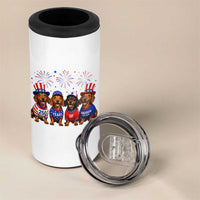 Vintage Patriotic Dachshund 250 Anniversary USA 4 in 1 Can Cooler Tumbler Freedom 250 Years Weiner Dog Lovers Dad Mom