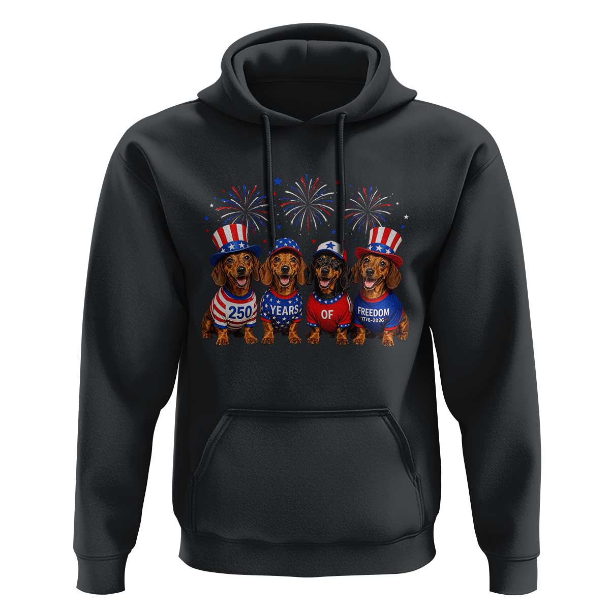 Vintage Patriotic Dachshund 250 Anniversary USA Hoodie Freedom 250 Years Weiner Dog Lovers Dad Mom