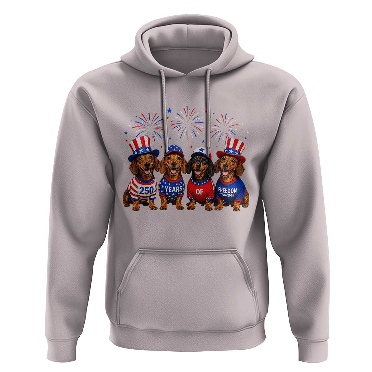 Vintage Patriotic Dachshund 250 Anniversary USA Hoodie Freedom 250 Years Weiner Dog Lovers Dad Mom