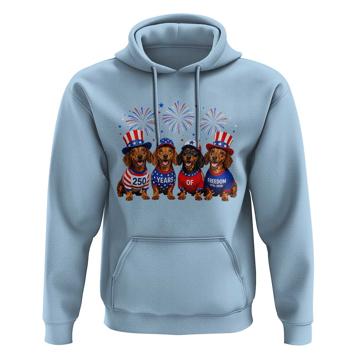 Vintage Patriotic Dachshund 250 Anniversary USA Hoodie Freedom 250 Years Weiner Dog Lovers Dad Mom