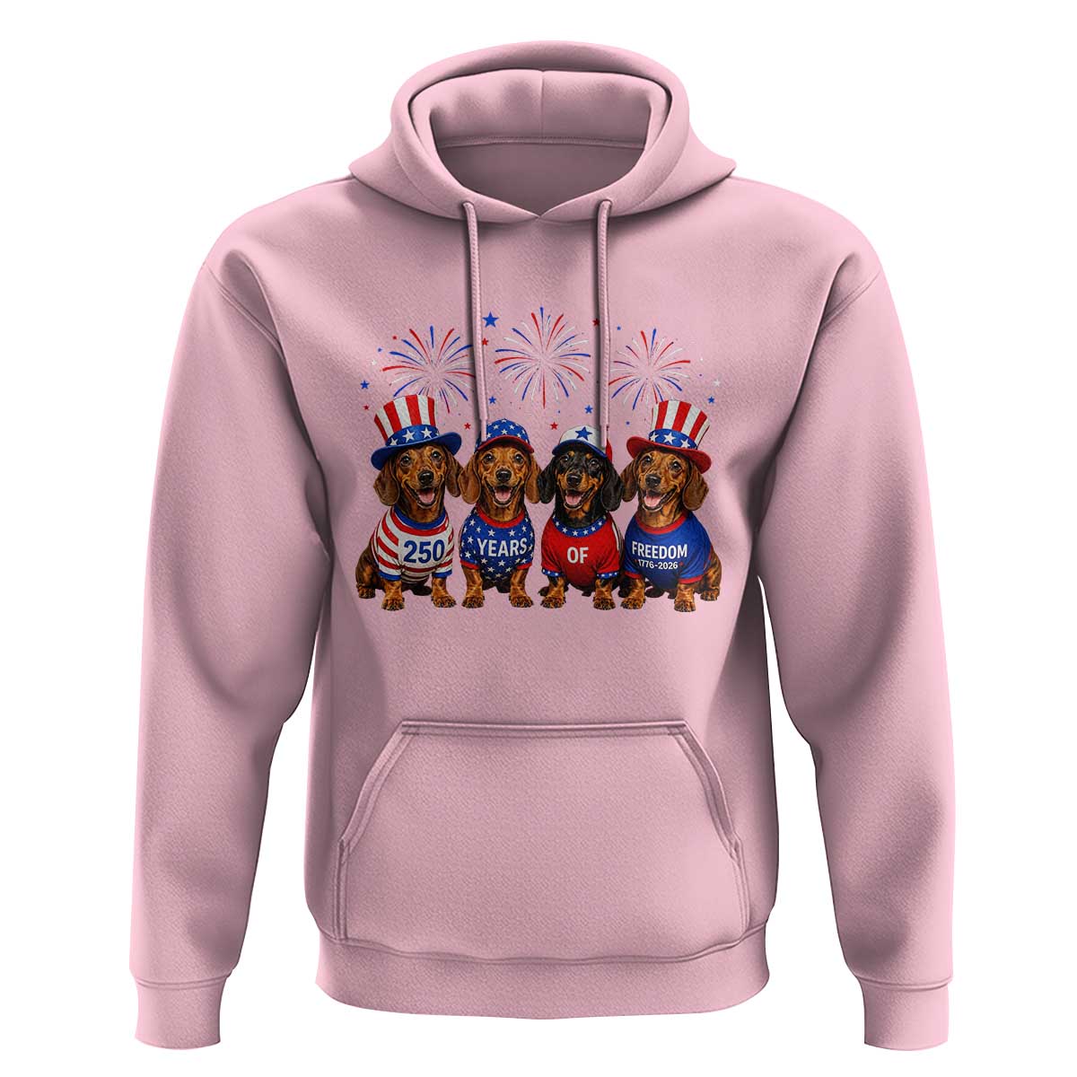 Vintage Patriotic Dachshund 250 Anniversary USA Hoodie Freedom 250 Years Weiner Dog Lovers Dad Mom