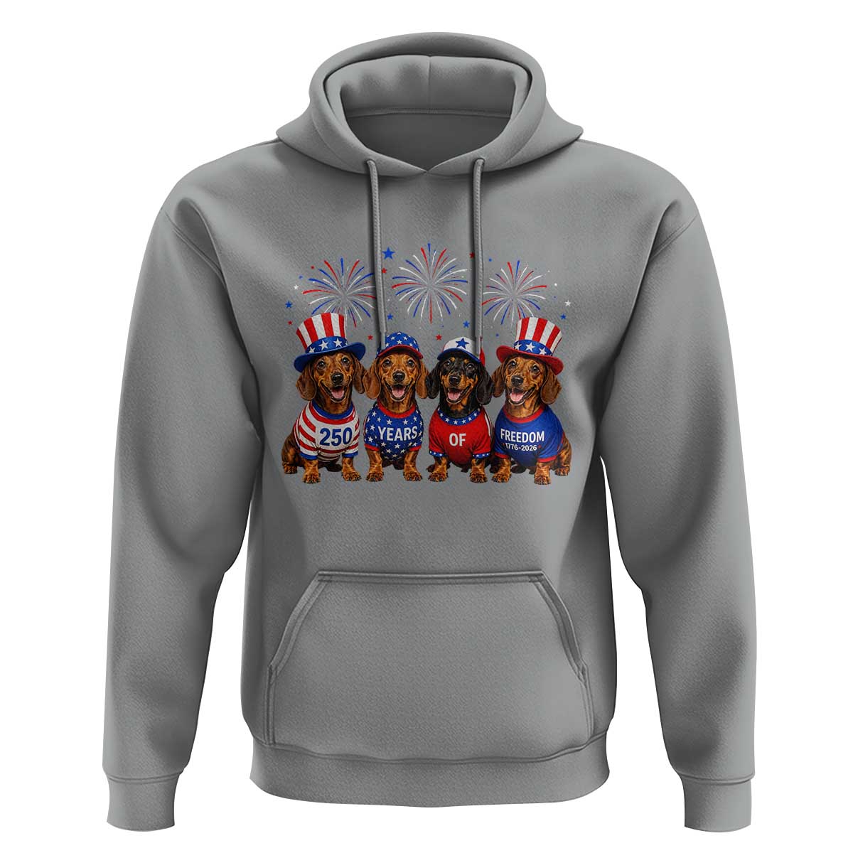 Vintage Patriotic Dachshund 250 Anniversary USA Hoodie Freedom 250 Years Weiner Dog Lovers Dad Mom