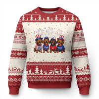 Vintage Patriotic Dachshund 250 Anniversary USA Ugly Christmas Sweater Freedom 250 Years Weiner Dog Lovers Dad Mom