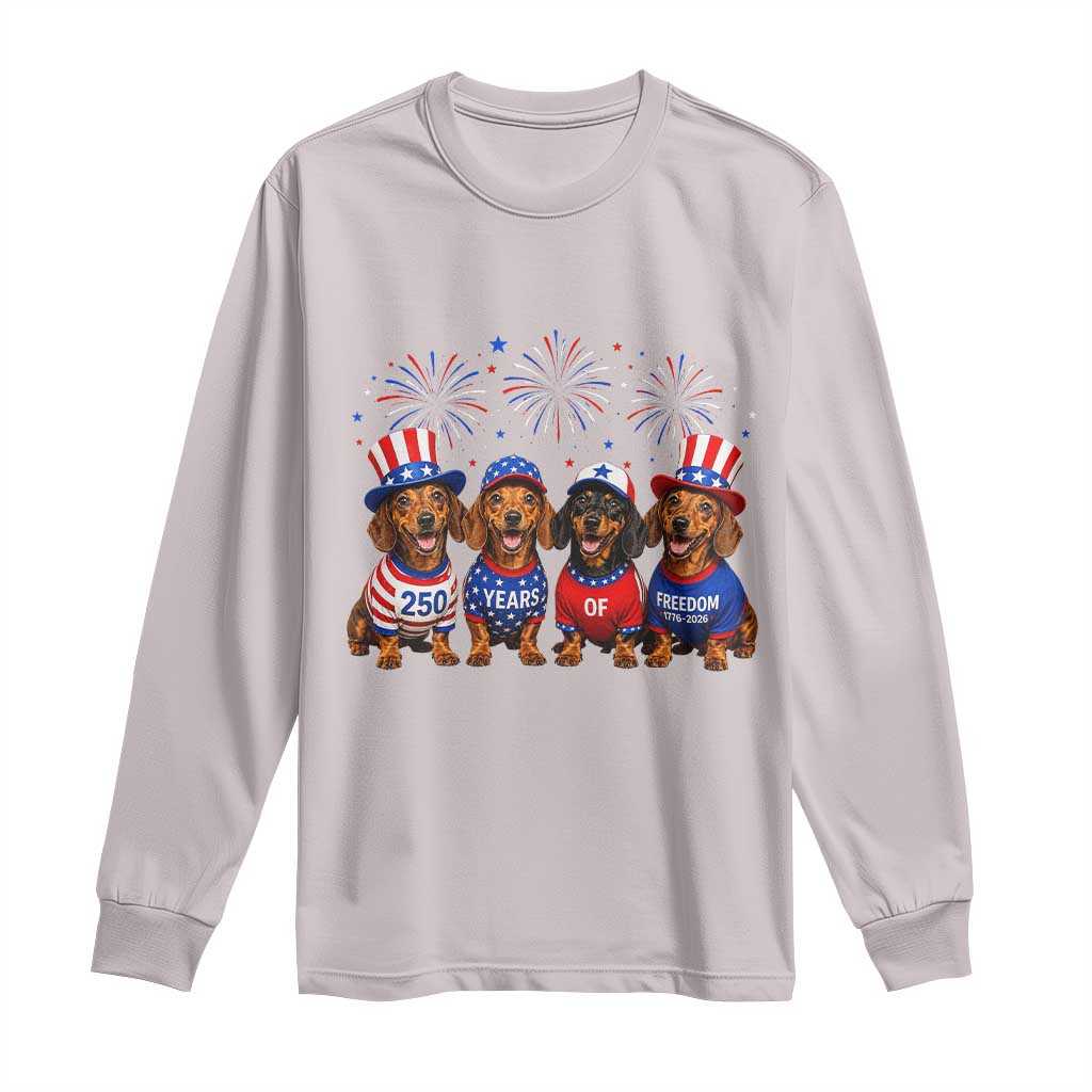 Vintage Patriotic Dachshund 250 Anniversary USA Long Sleeve Shirt Freedom 250 Years Weiner Dog Lovers Dad Mom