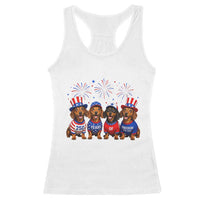 Vintage Patriotic Dachshund 250 Anniversary USA Racerback Tank Top Freedom 250 Years Weiner Dog Lovers Dad Mom