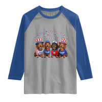 Vintage Patriotic Dachshund 250 Anniversary USA Raglan Shirt Freedom 250 Years Weiner Dog Lovers Dad Mom