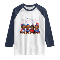 Vintage Patriotic Dachshund 250 Anniversary USA Raglan Shirt Freedom 250 Years Weiner Dog Lovers Dad Mom