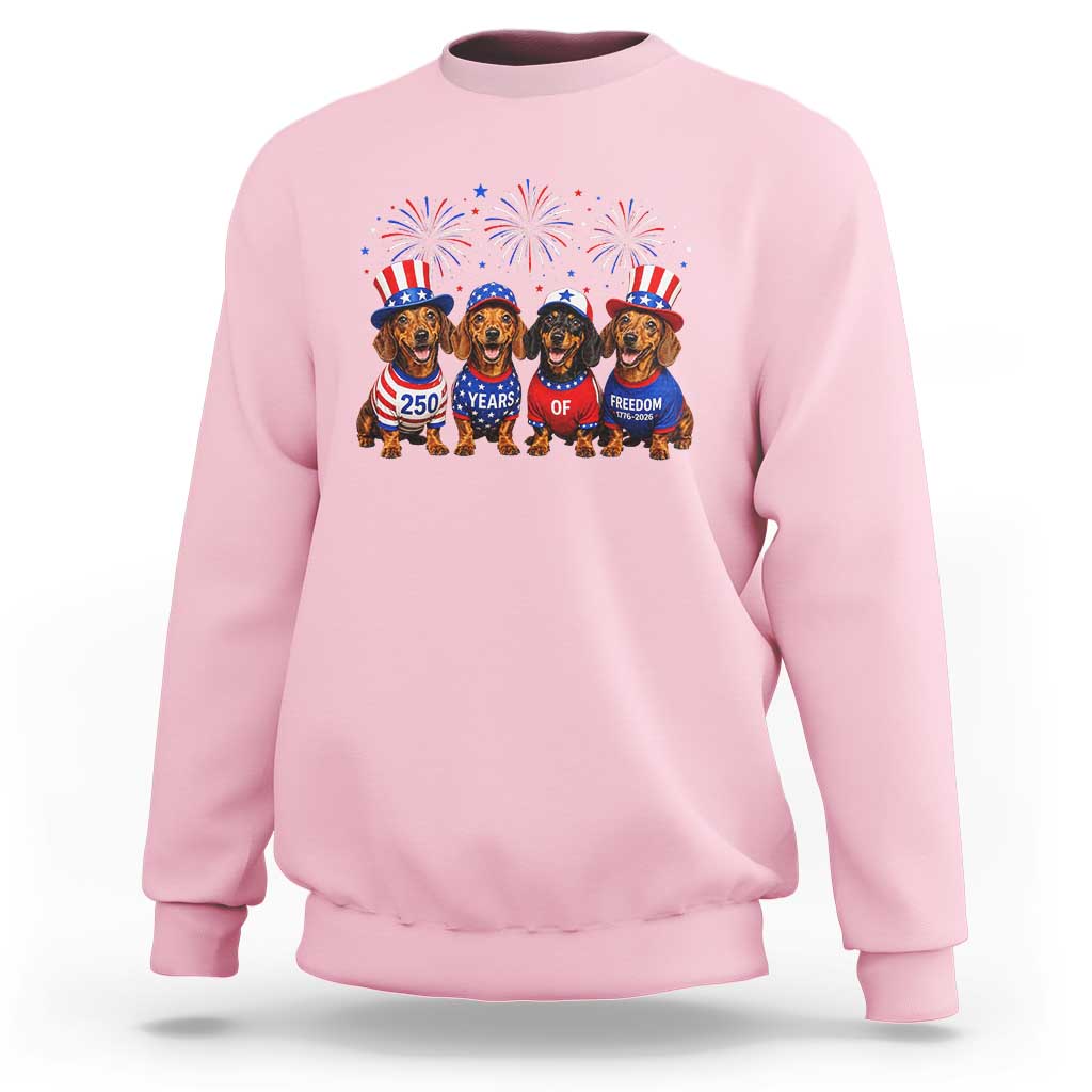 Vintage Patriotic Dachshund 250 Anniversary USA Sweatshirt Freedom 250 Years Weiner Dog Lovers Dad Mom