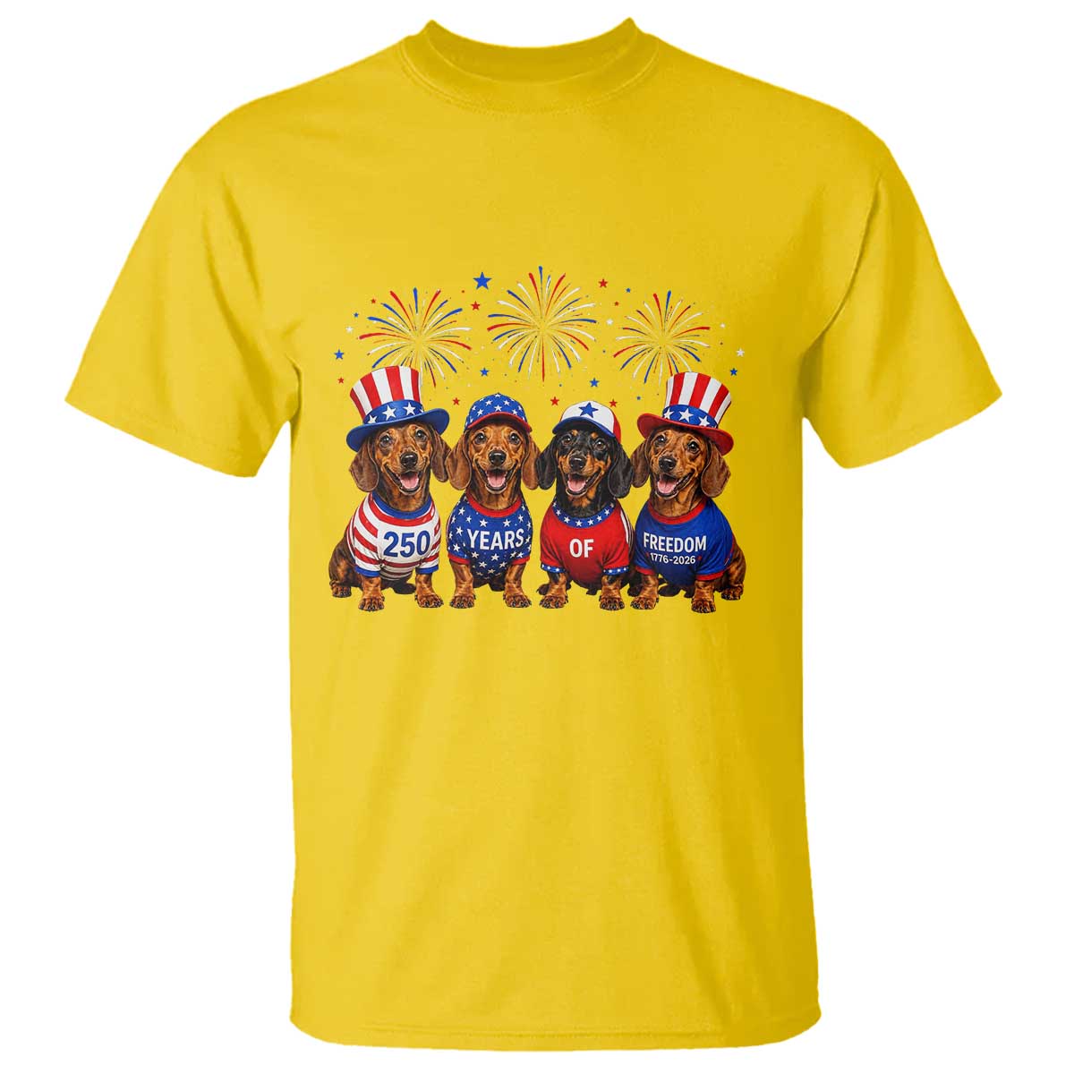 Vintage Patriotic Dachshund 250 Anniversary USA T Shirt Freedom 250 Years Weiner Dog Lovers Dad Mom