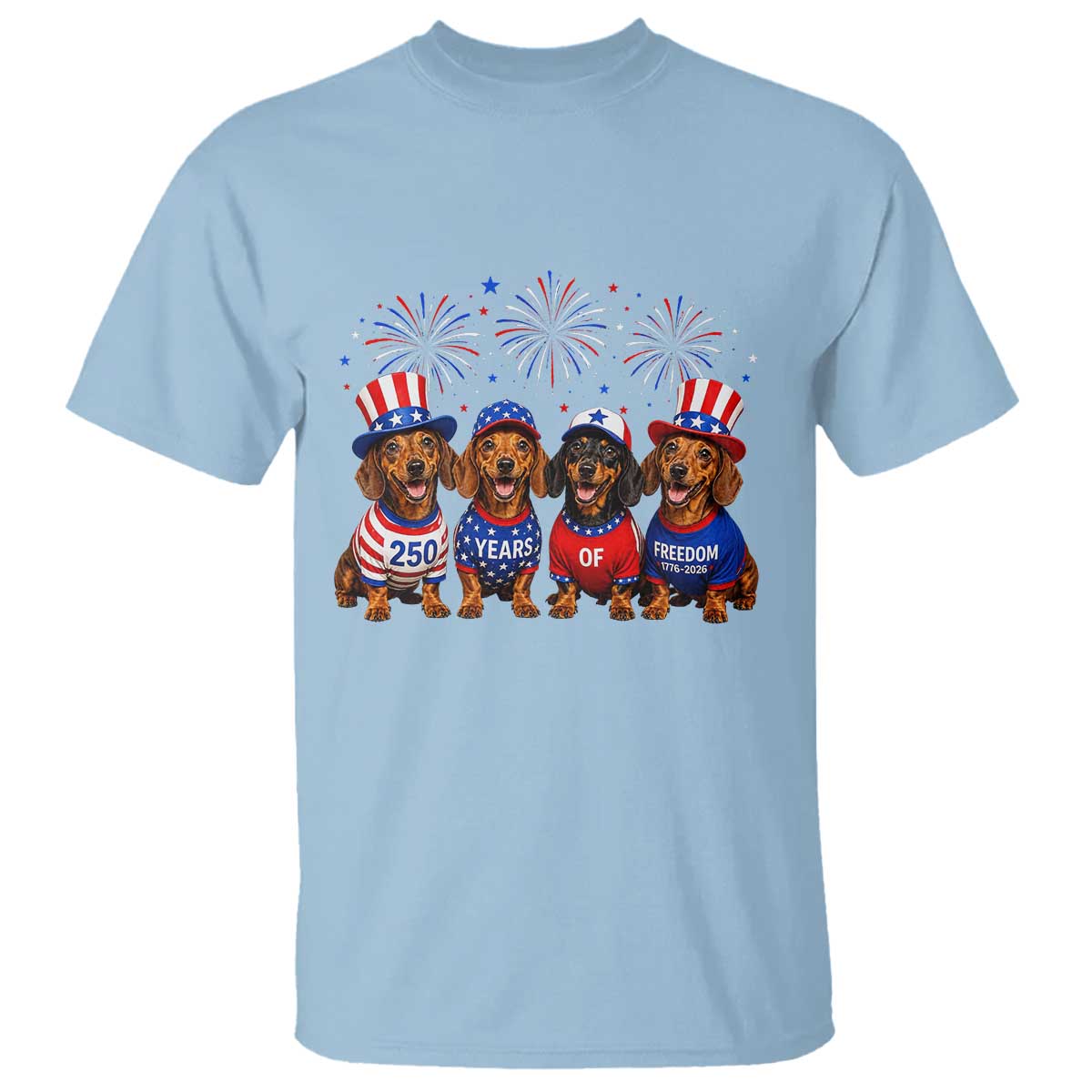 Vintage Patriotic Dachshund 250 Anniversary USA T Shirt Freedom 250 Years Weiner Dog Lovers Dad Mom