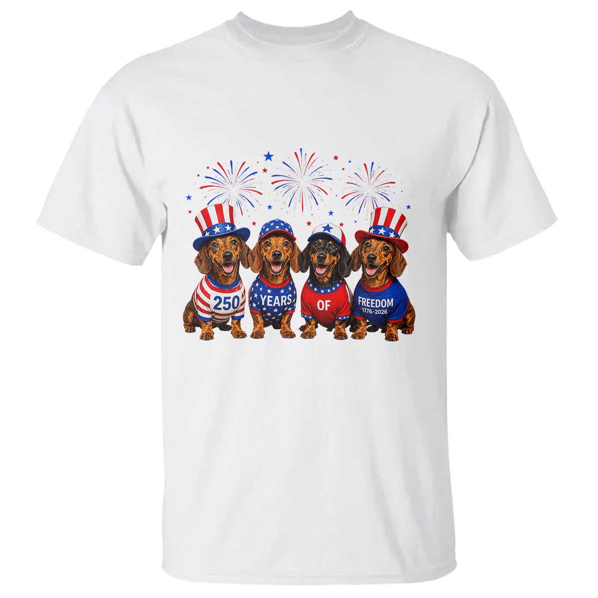 Vintage Patriotic Dachshund 250 Anniversary USA T Shirt Freedom 250 Years Weiner Dog Lovers Dad Mom