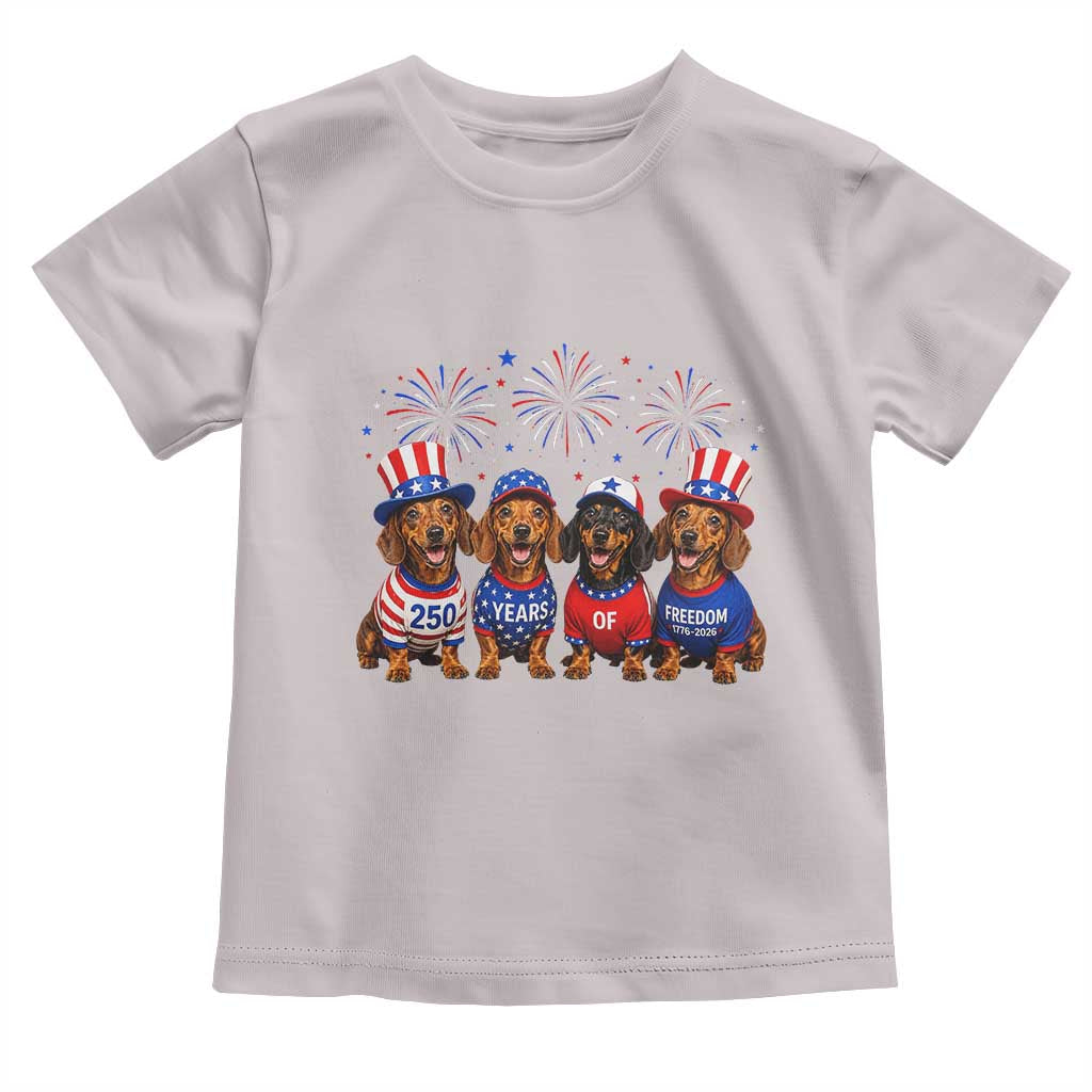 Vintage Patriotic Dachshund 250 Anniversary USA Toddler T Shirt Freedom 250 Years Weiner Dog Lovers Dad Mom