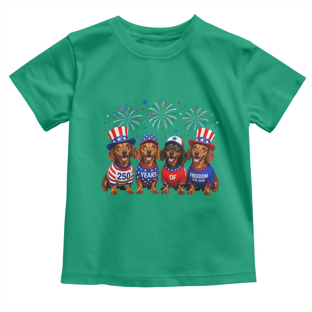 Vintage Patriotic Dachshund 250 Anniversary USA Toddler T Shirt Freedom 250 Years Weiner Dog Lovers Dad Mom