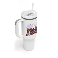 Vintage Patriotic Dachshund 250 Anniversary USA Tumbler With Handle Freedom 250 Years Weiner Dog Lovers Dad Mom