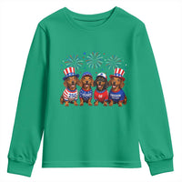 Vintage Patriotic Dachshund 250 Anniversary USA Youth Sweatshirt Freedom 250 Years Weiner Dog Lovers Dad Mom