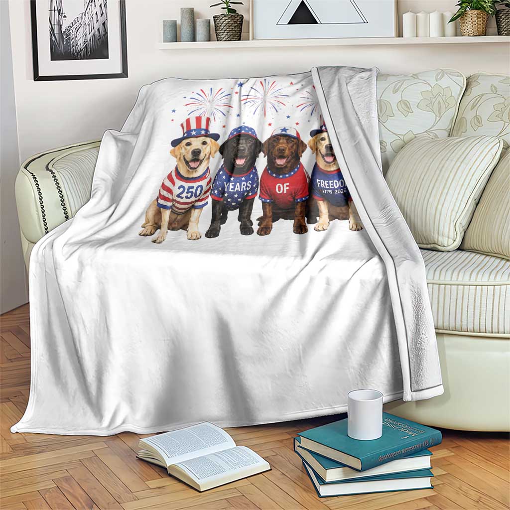 Labrador Retriever Americas 250th Anniversary Throw Blanket 4th July US 250 Years Of Freedom Dog Lovers 1776 2026