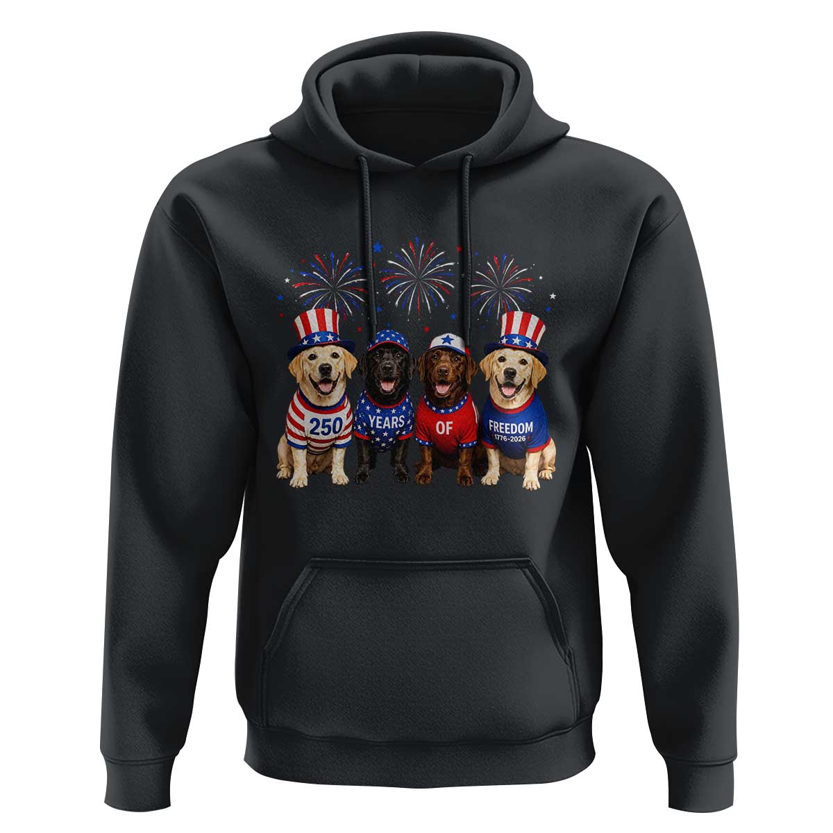 Labrador Retriever Americas 250th Anniversary Hoodie 4th July US 250 Years Of Freedom Dog Lovers 1776 2026
