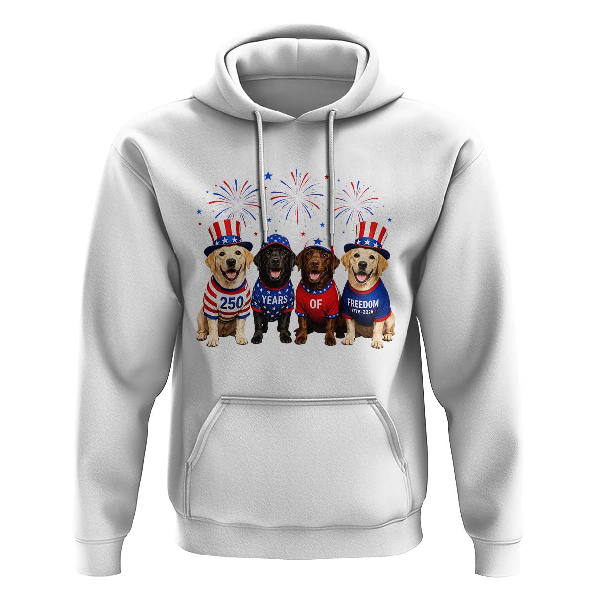 Labrador Retriever Americas 250th Anniversary Hoodie 4th July US 250 Years Of Freedom Dog Lovers 1776 2026