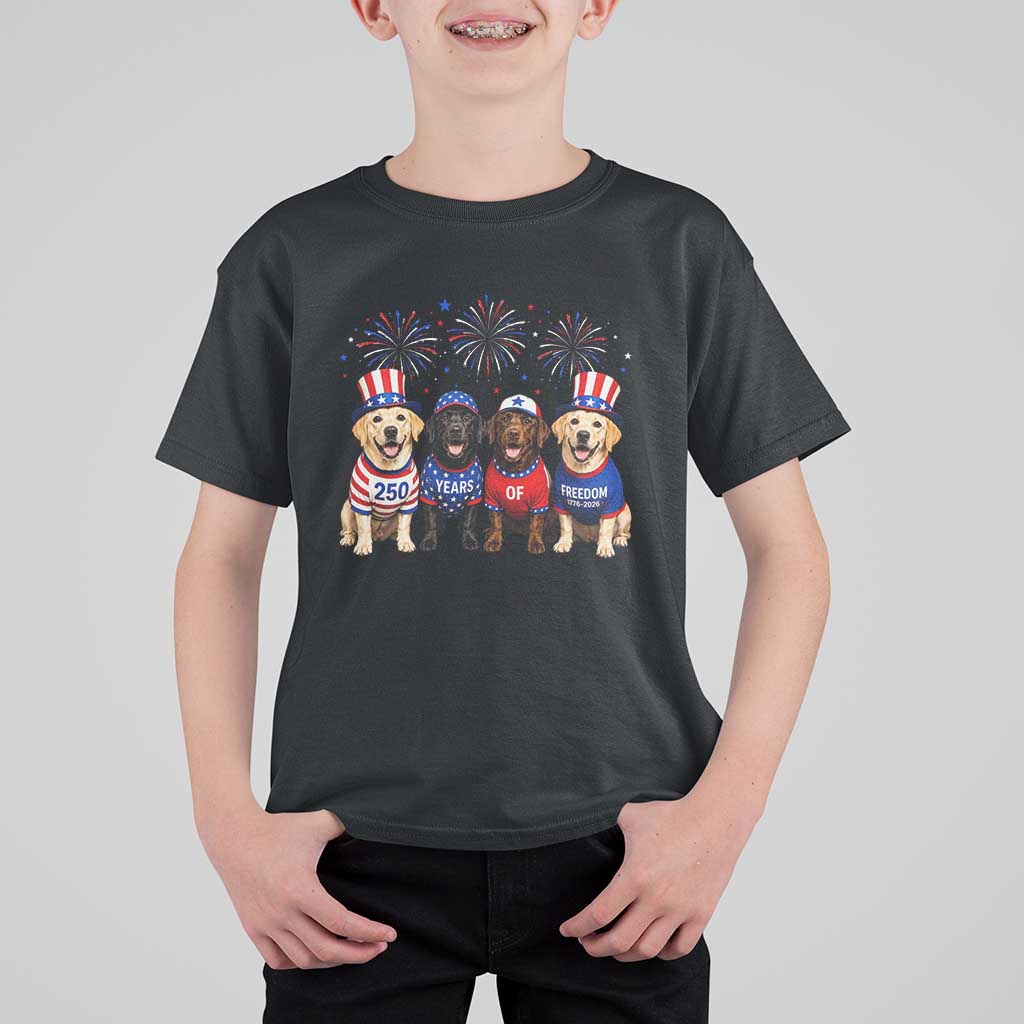 Labrador Retriever Americas 250th Anniversary T Shirt For Kid 4th July US 250 Years Of Freedom Dog Lovers 1776 2026