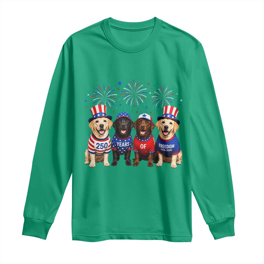 Labrador Retriever Americas 250th Anniversary Long Sleeve Shirt 4th July US 250 Years Of Freedom Dog Lovers 1776 2026