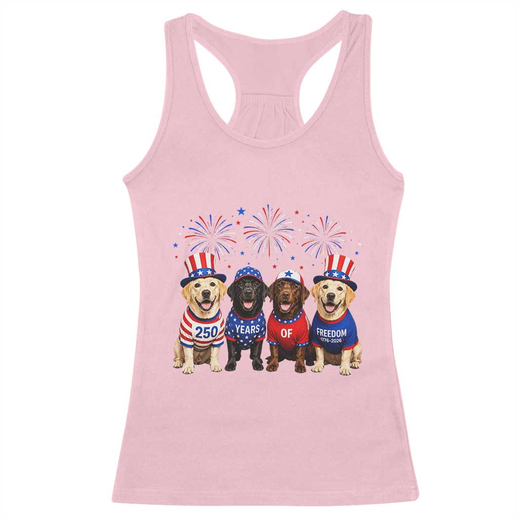Labrador Retriever Americas 250th Anniversary Racerback Tank Top 4th July US 250 Years Of Freedom Dog Lovers 1776 2026