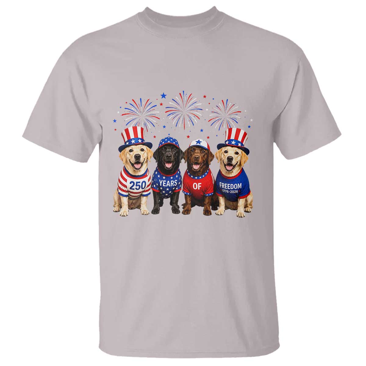 Labrador Retriever Americas 250th Anniversary T Shirt 4th July US 250 Years Of Freedom Dog Lovers 1776 2026