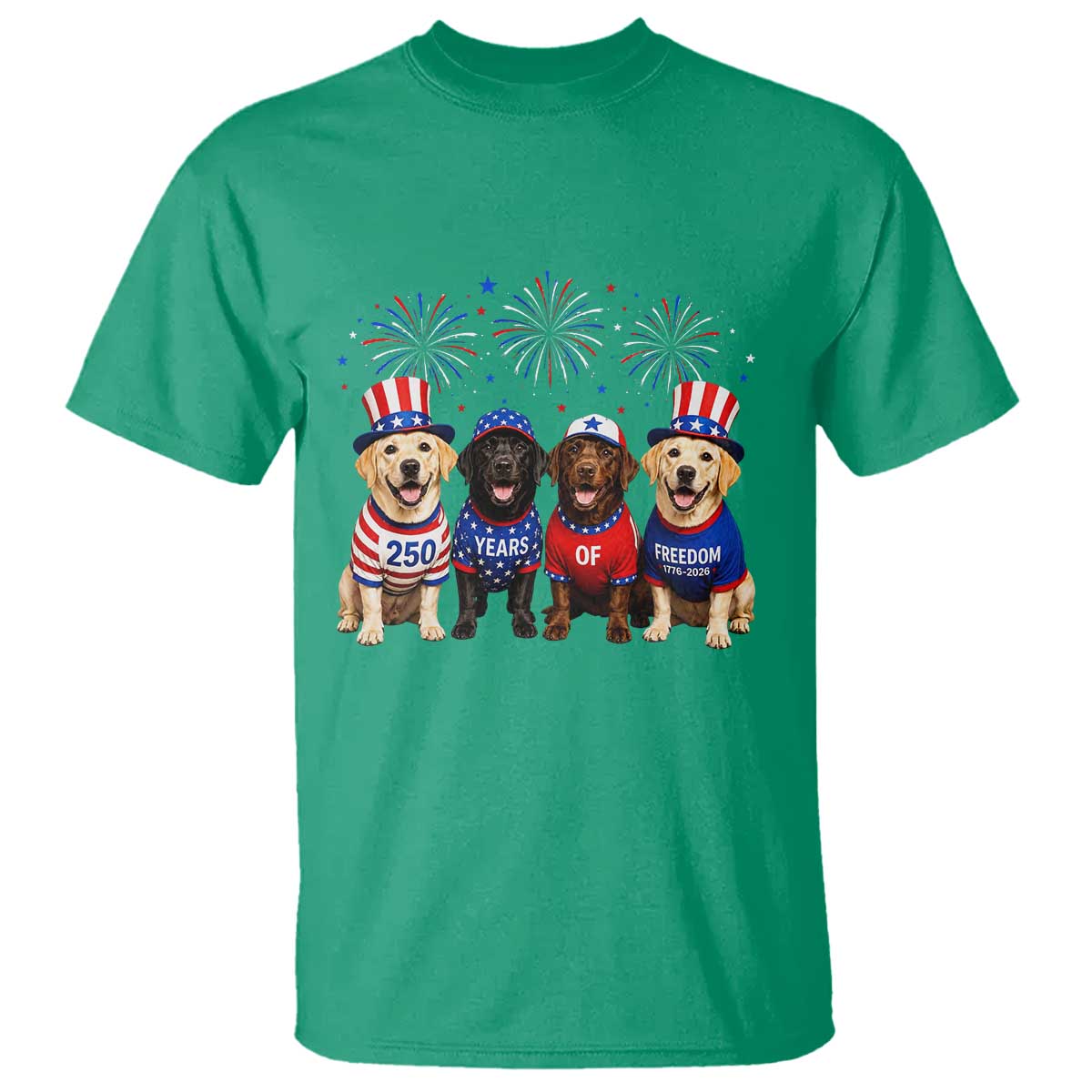 Labrador Retriever Americas 250th Anniversary T Shirt 4th July US 250 Years Of Freedom Dog Lovers 1776 2026