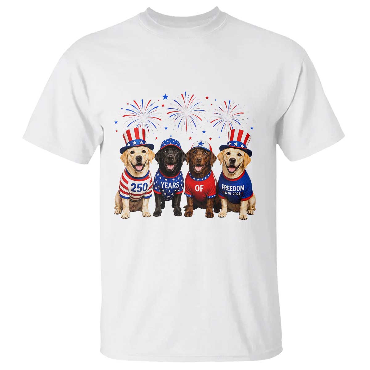 Labrador Retriever Americas 250th Anniversary T Shirt 4th July US 250 Years Of Freedom Dog Lovers 1776 2026