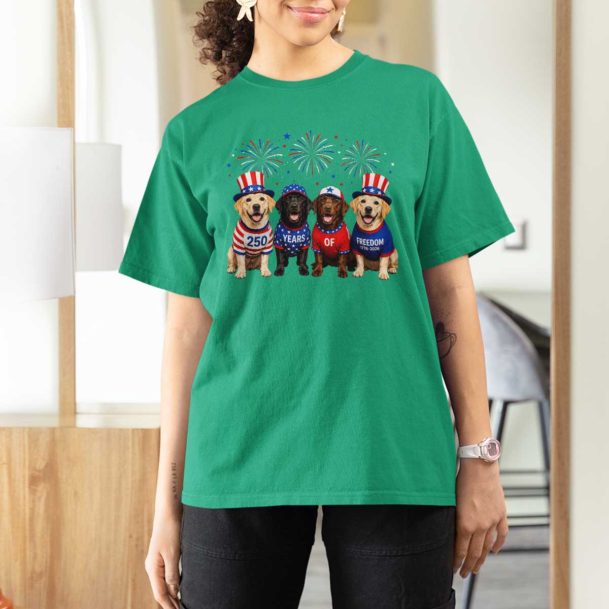 Labrador Retriever Americas 250th Anniversary T Shirt For Women 4th July US 250 Years Of Freedom Dog Lovers 1776 2026