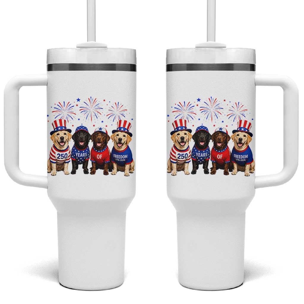Labrador Retriever Americas 250th Anniversary Tumbler With Handle 4th July US 250 Years Of Freedom Dog Lovers 1776 2026