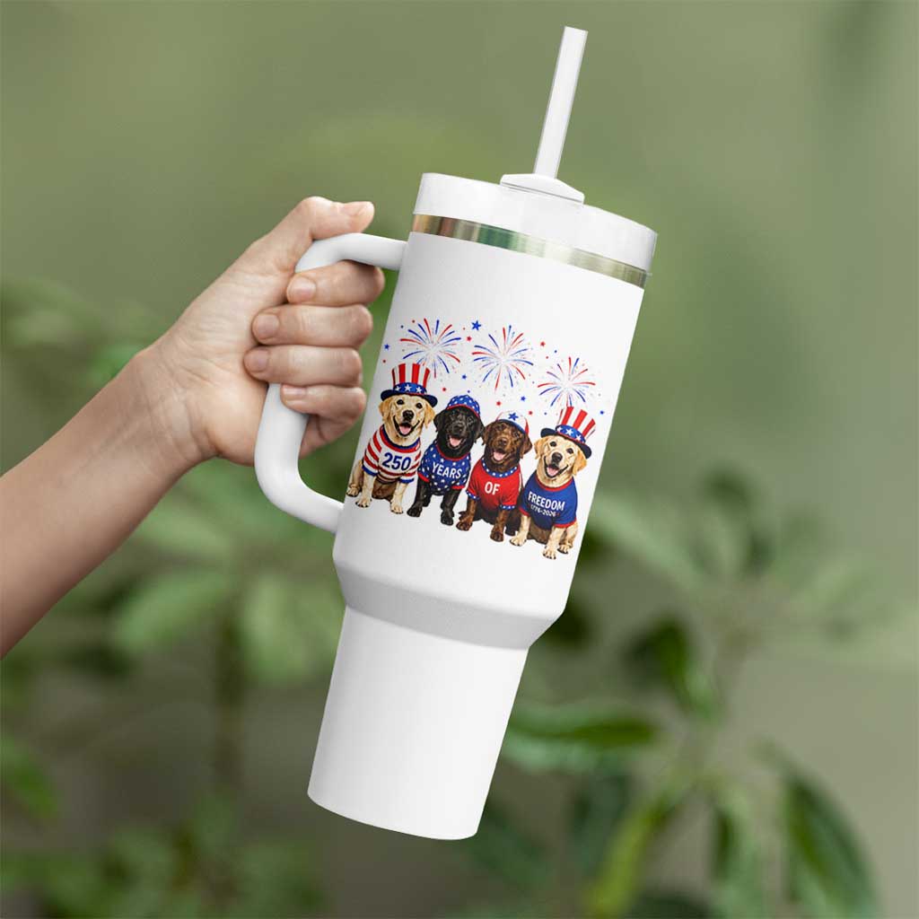 Labrador Retriever Americas 250th Anniversary Tumbler With Handle 4th July US 250 Years Of Freedom Dog Lovers 1776 2026
