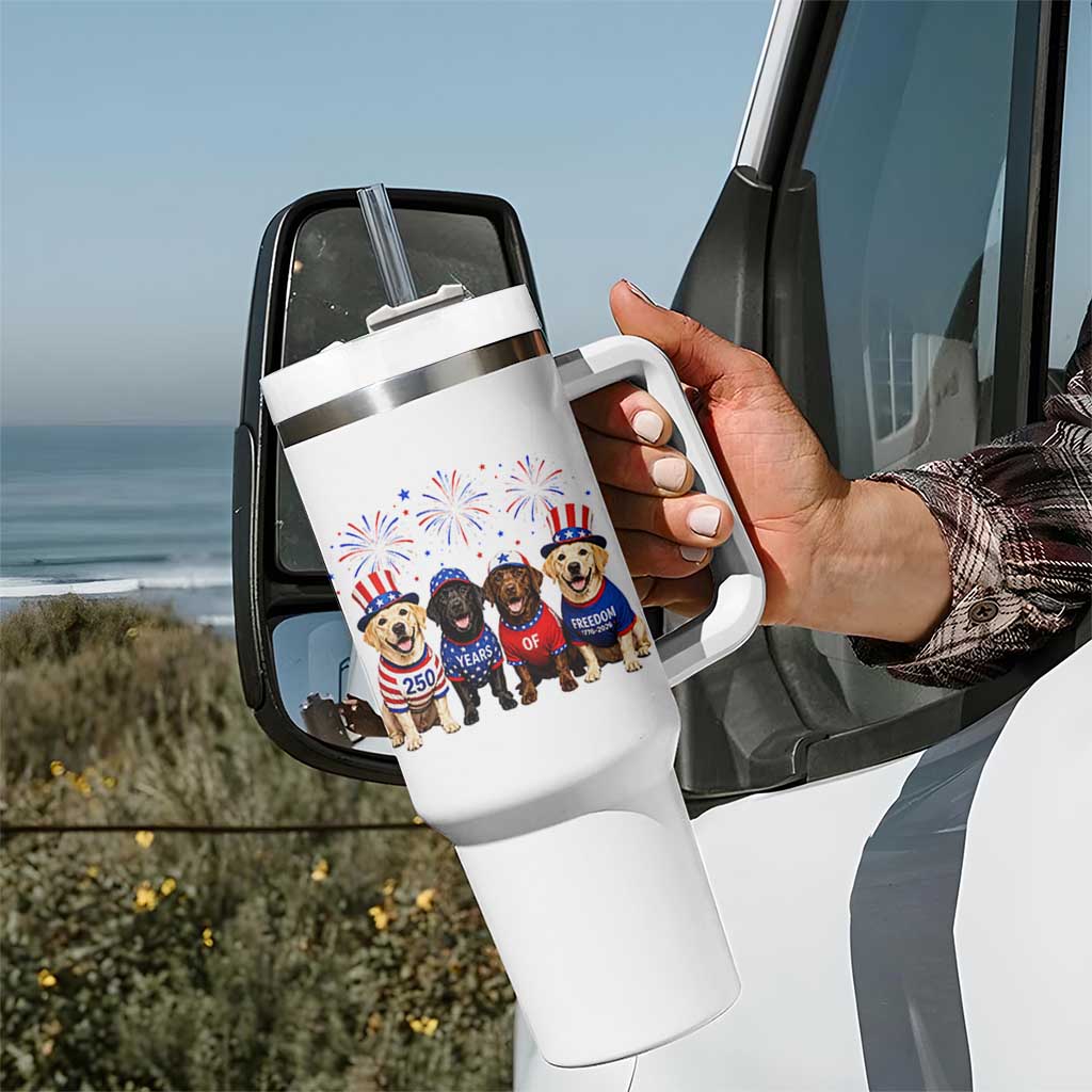 Labrador Retriever Americas 250th Anniversary Tumbler With Handle 4th July US 250 Years Of Freedom Dog Lovers 1776 2026