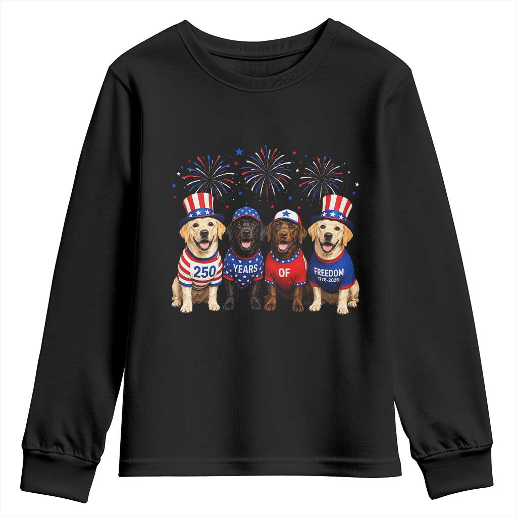 Labrador Retriever Americas 250th Anniversary Youth Sweatshirt 4th July US 250 Years Of Freedom Dog Lovers 1776 2026