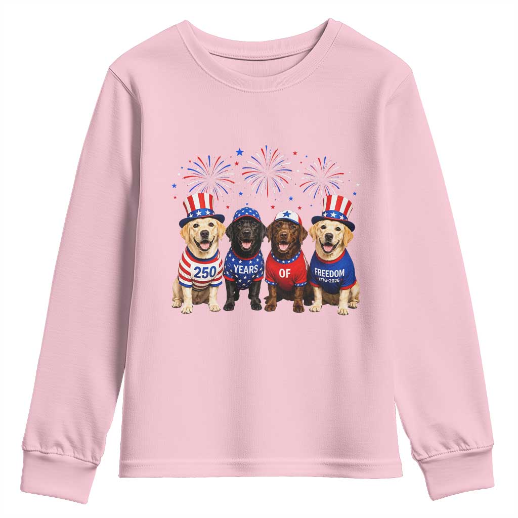 Labrador Retriever Americas 250th Anniversary Youth Sweatshirt 4th July US 250 Years Of Freedom Dog Lovers 1776 2026