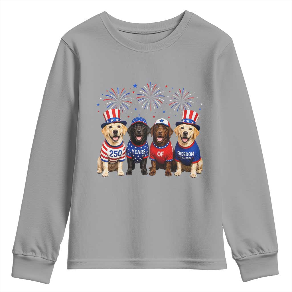 Labrador Retriever Americas 250th Anniversary Youth Sweatshirt 4th July US 250 Years Of Freedom Dog Lovers 1776 2026