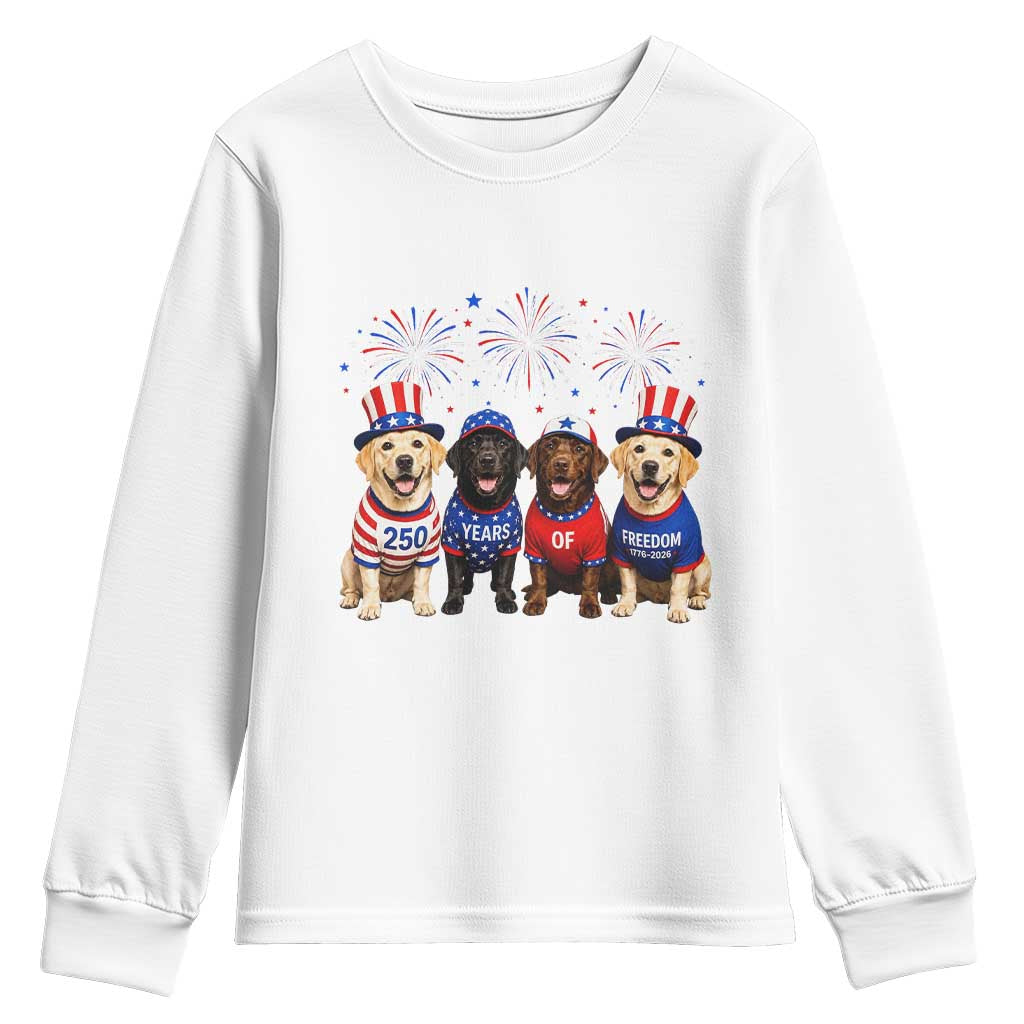 Labrador Retriever Americas 250th Anniversary Youth Sweatshirt 4th July US 250 Years Of Freedom Dog Lovers 1776 2026