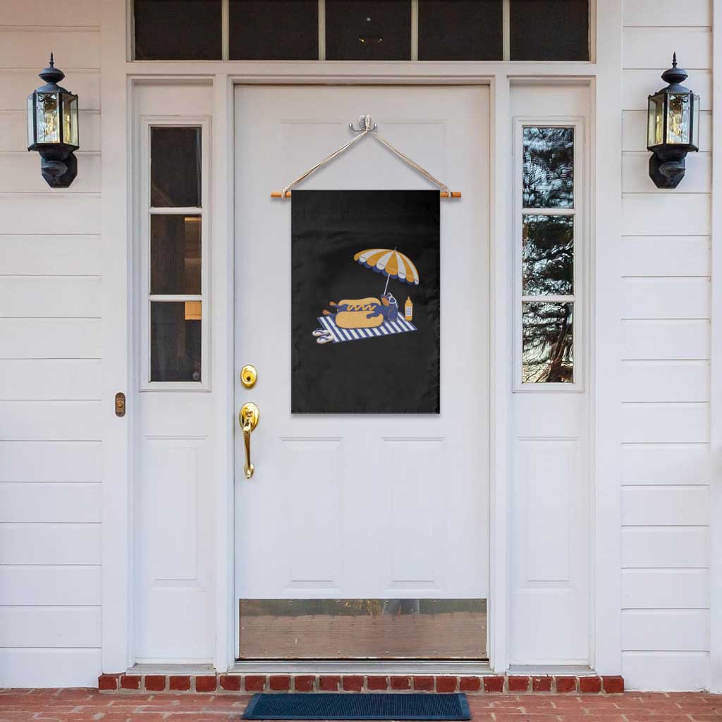 Funny Sausage Dog Garden Flag Retro Summer Hot Dog Graphic Dachshund Dog Lover Gift